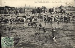 POSTAL Trouville de la VENDIMIA en el mar la playa por la hora del baño
