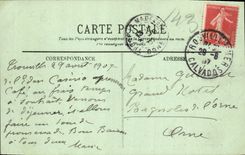 Descarga de Trouville de la POSTAL de la VENDIMIA del barco de Le Havre
