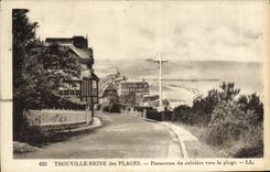 Reina de Trouville de la POSTAL de la VENDIMIA del panorama de las playas del martirio