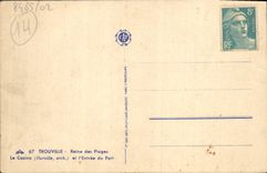 POSTAL Trouville de la VENDIMIA el casino y la entrada del puerto