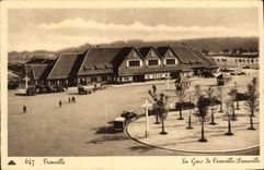 Estación de tren de Trouville de la POSTAL de la VENDIMIA de Trouville Deauville