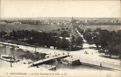 VINTAGE POSTCARD Ouistreham the swing bridge and the city