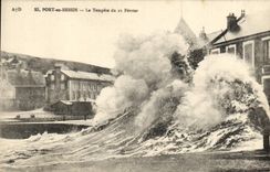 CPA Port En Bessin La tempete du 21 fevrier