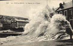 CPA Port En Bessin La tempete du 21 fevrier