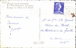 MODERN CARD Switzerland Normandy Bridge of Ouilly stopping on the flowering ash and the swimming pool