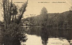 VINTAGE POSTCARD Normandy Pont of Ouilly Orne to the new mill Machines electric