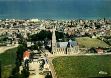 CPM St Aubin sur Mer Vue Generale Aerienne L'Eglise La colonie SNCF