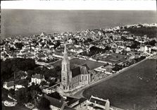CPM St Aubin sur Mer Vue Generale Aerienne L'Eglise et la mer