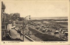 VINTAGE POSTCARD St Aubin On Mer Corner of Beach has Low tide