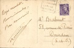 El St Aubin de la POSTAL de la VENDIMIA en la esquina de Mer de la playa tiene marea baja