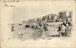 VINTAGE POSTCARD St Aubin On Sea the hour of the bath