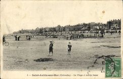 VINTAGE POSTCARD Saint Aubin on Mer the Beach has Low tide