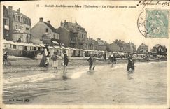 VINTAGE POSTCARD Saint Aubin on Mer the beach has high tide