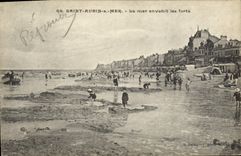 VINTAGE POSTCARD Saint Aubin on Mer the sea invades the forts