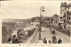 VINTAGE POSTCARD Villers On Sea the Dam and the Beach