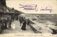 VINTAGE POSTCARD Villers On Sea the Dam one Day of storm