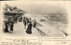 CPA Villers sur Mer La Digue un Jour de Tempete