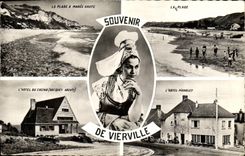 MODERN CARD Vierville the beach has high tide the beach the Pignolet hotel