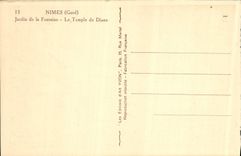 Jardín de Nimes de la POSTAL de la VENDIMIA de la fuente el templo de Dianc