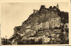 VINTAGE POSTCARD Rocamadour the rock seen of the valley