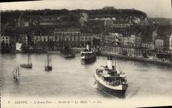 POSTAL Dieppe de la VENDIMIA antes de los barcos portuarios