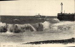 Salida de Dieppe de la POSTAL de la VENDIMIA del correo del barco de Inglaterra