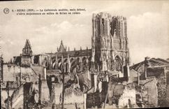 VINTAGE POSTCARD Rheims the Cathedral mutilee Militaria