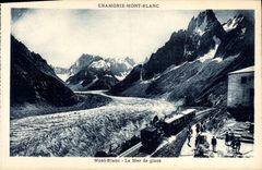 Mar de Chamonix Mont Blanc de la POSTAL de la VENDIMIA del tren del hielo