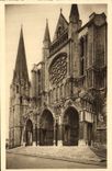 POSTAL Chartres de la VENDIMIA la puerta meridional y la torre de la mujer mayor