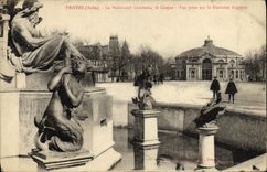 VINTAGE POSTCARD Troyes the Gambetta Boulevard the circus Seen from on the Argence fountain