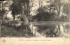 VINTAGE POSTCARD Troyes Public gardens and Walks the Garden of the Rock