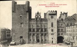 POSTAL de la VENDIMIA el Aude Narbonne el monumento del ayuntamiento