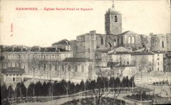 Santo de Paul de la iglesia de Narbonne de la POSTAL de la VENDIMIA y jardín público