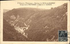 VINTAGE POSTCARD Aveyron Pittoresque Surroundings Of Wall Of Bar Falls Of Truyeres and bridge of Cadene