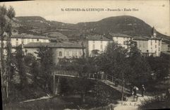 VINTAGE POSTCARD St Georges De Luzencon Footbridge private school