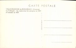 VINTAGE POSTCARD Villefranche De Rouergue the Collegial one