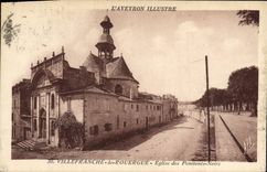 VINTAGE POSTCARD Aveyron Illustrates Villeranche De Rolergue Eglise Of the Penitent blacks