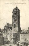 VINTAGE POSTCARD Rodez the Bell-tower of the cathedral and place of quotes