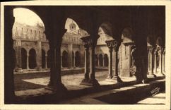 VINTAGE POSTCARD Arles On the Rhone Court Of the Cloister St Trophime And Clocher of the bronze man