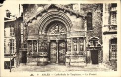 VINTAGE POSTCARD Arles Cathedral St Trophime the Gate