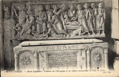 VINTAGE POSTCARD Concise Arles Museum Tomb of Chrysogone and Christ ressuscitant the girl of Zaire