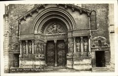 VINTAGE POSTCARD Arles Gate of the Church St Trophime
