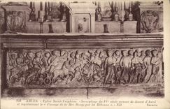 VINTAGE POSTCARD Arles Church Saint Trophime Sarcophagus of 4th being used as front of furnace bridge the passage of the Red Sea by the Hebrews