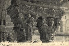 VINTAGE POSTCARD Arles Clottre de Saint Trophime Capitals the escape in Egypt