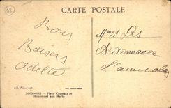 VINTAGE POSTCARD Soissons Places Central and War memorial Militaria