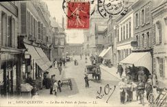 VINTAGE POSTCARD Saint Quentin the Street of the Law courts