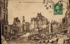 VINTAGE POSTCARD Saint Quentin in Ruins Street Saint Andre Militaria