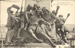 VINTAGE POSTCARD Saint Quentin Monument of Low Relief of Behind