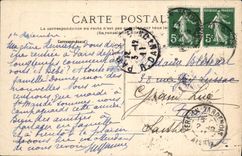 Castillo de Thierry de la POSTAL de la VENDIMIA debajo de la prefectura y del St Crepin de la iglesia