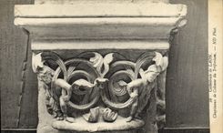 VINTAGE POSTCARD Cathedral of Laon Capitals of Column of the Triforium